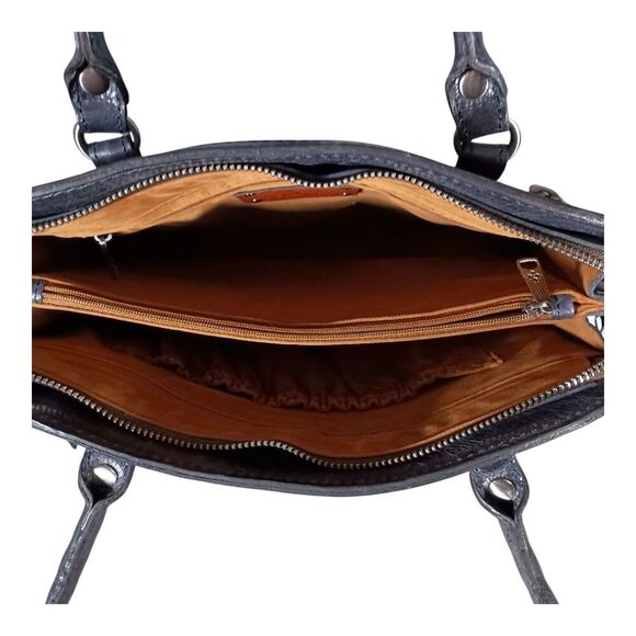 Patricia Nash Calvi Shoulder Bag Tote Studded Embellished Rose Navy Blue Leather - Picture 12 of 15